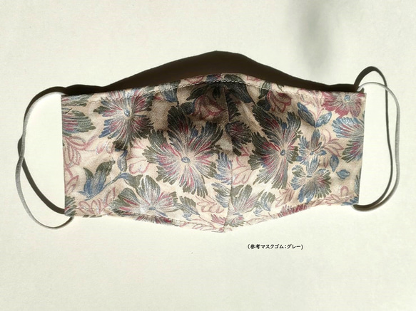 【おとな】シルバーラメ花柄 コットンマスク　フィルターポケット付き　選べるサイズ(M/ML/L/LL) 2枚目の画像
