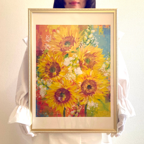 人気NO.2 ポスター【ひまわり絵】 ヒマワリ 向日葵 花 黄色 玄関 壁