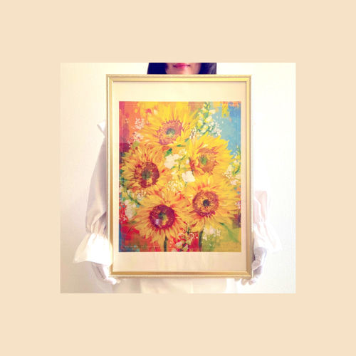 人気NO.2 ポスター【ひまわり】 ヒマワリ 向日葵 花 黄色 玄関 絵