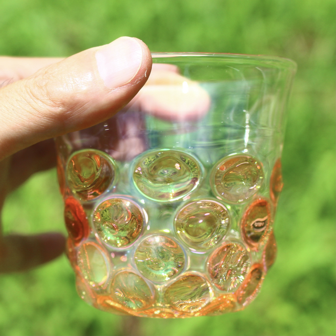 耐熱ガラス　水玉グラスpink　フリーカップ　コーヒー、紅茶、ハーブティー、お茶、お湯割り、日本酒