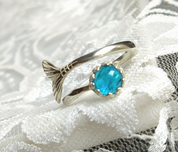 宝石質 ネオンブルー アパタイト ring（マーメイドテール） 8枚目の画像