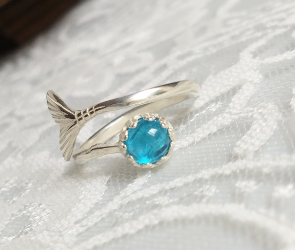 宝石質 ネオンブルー アパタイト ring（マーメイドテール） 15枚目の画像