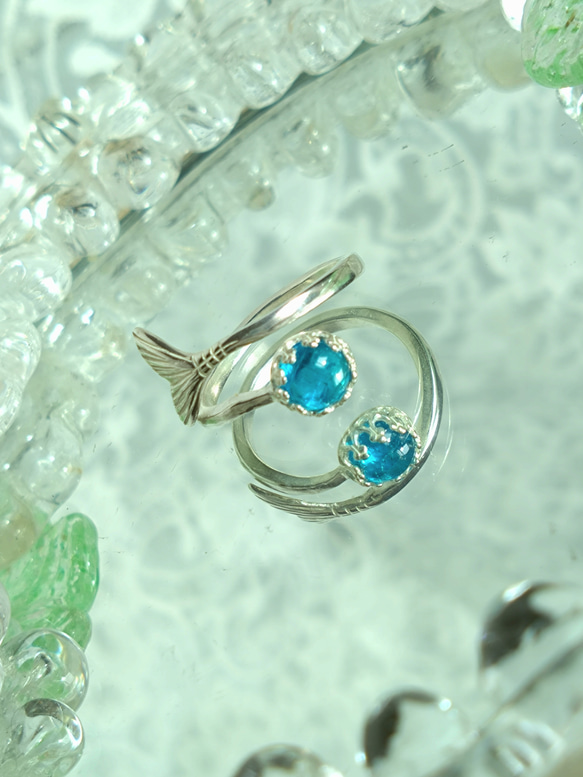 宝石質 ネオンブルー アパタイト ring（マーメイドテール） 13枚目の画像