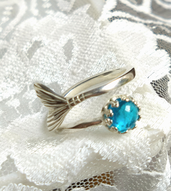 宝石質 ネオンブルー アパタイト ring（マーメイドテール） 10枚目の画像