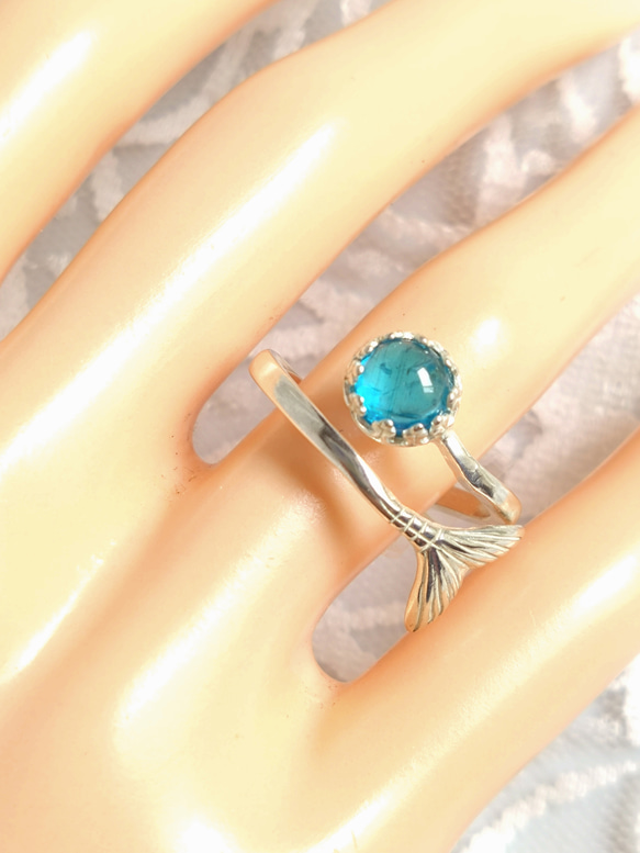 宝石質 ネオンブルー アパタイト ring（マーメイドテール） 6枚目の画像