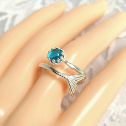 宝石質 ネオンブルー アパタイト ring（マーメイドテール） 4枚目の画像