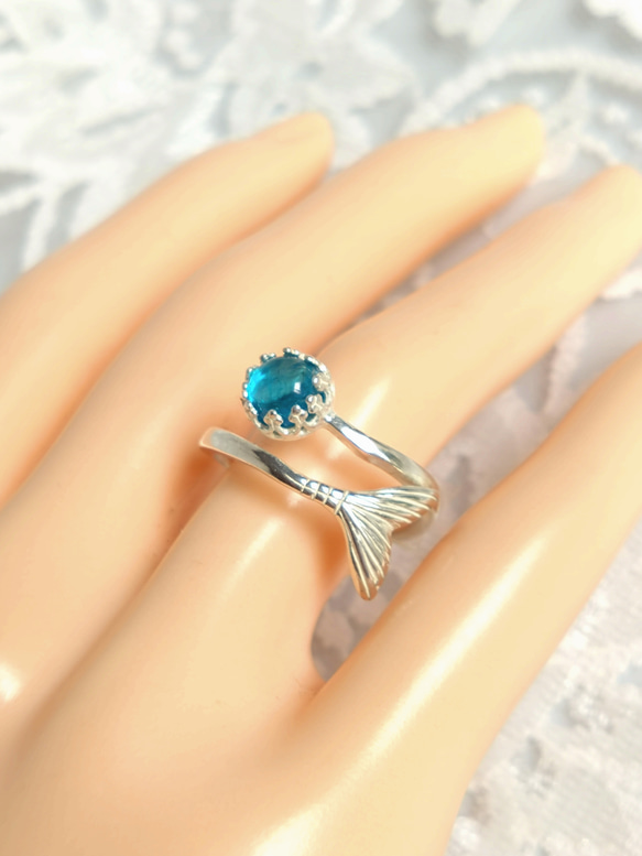 宝石質 ネオンブルー アパタイト ring（マーメイドテール） 4枚目の画像