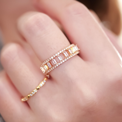 MR37】存在感たっぷり♡透かしレースの指輪 キラキラCZダイヤモンド