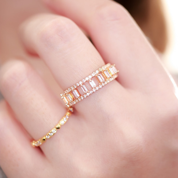 MR37】存在感たっぷり♡透かしレースの指輪 キラキラCZダイヤモンド