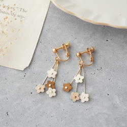 再3レトロラタンベージュピンクピアスイヤリングリボンヴィンテージ