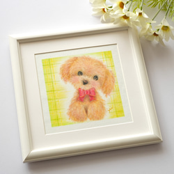 原画】「トイプードル」 犬 動物 パステルアート かわいい