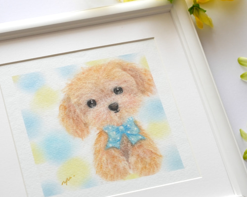 原画】『道化師セシル』（犬 トイプードル 絵画 パステル画）