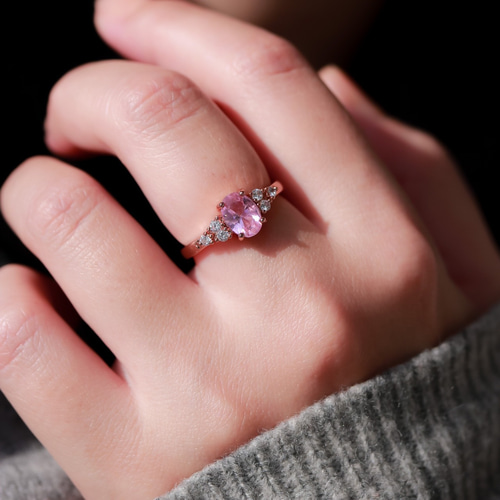 ト*ー様 金製リング ピンクトパーズ ダイヤモンド風 金製リング ピンクトパーズ ダイヤモンド風