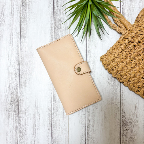 刻印無料♪ iPhoneケース ヌメ革 スマホケース 手帳型 レザークラフト