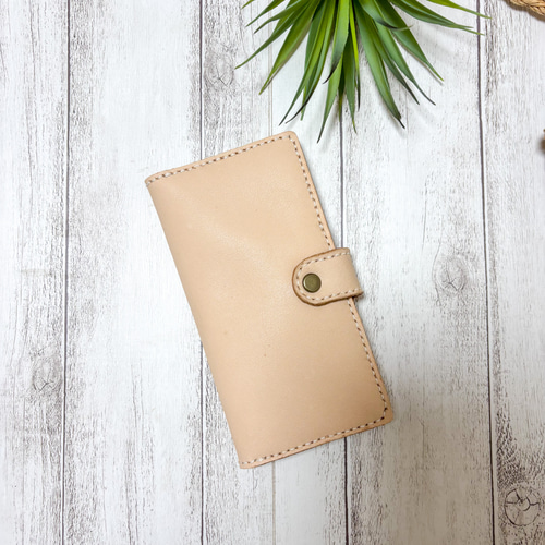 刻印無料♪ iPhoneケース ヌメ革 スマホケース 手帳型 レザークラフト