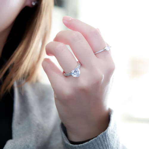 ハートダイヤモンドリング 2カラット ハートダイヤモンドパヴェリング - PRMAL (プライマル) 公式