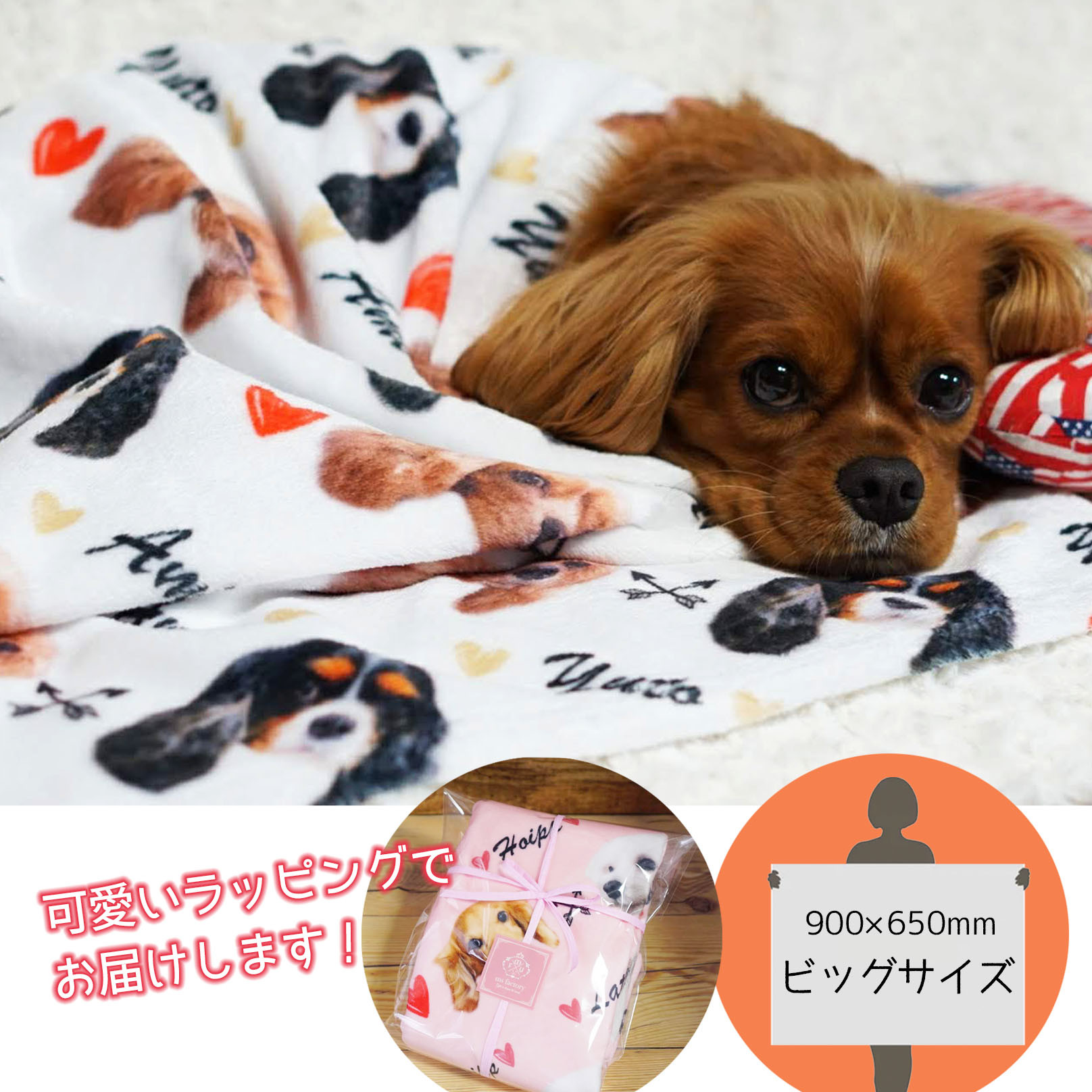 うちの子ふわふわブランケット/ペットのお写真でお作りします/犬　猫　うさぎなど