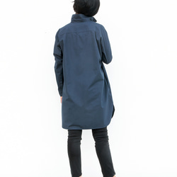 ロングシャツ（ネイビー）ーコットンポプリン 6枚目の画像