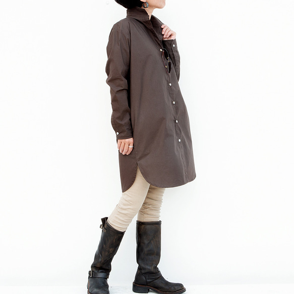 ロングシャツ（ネイビー）ーコットンポプリン 9枚目の画像