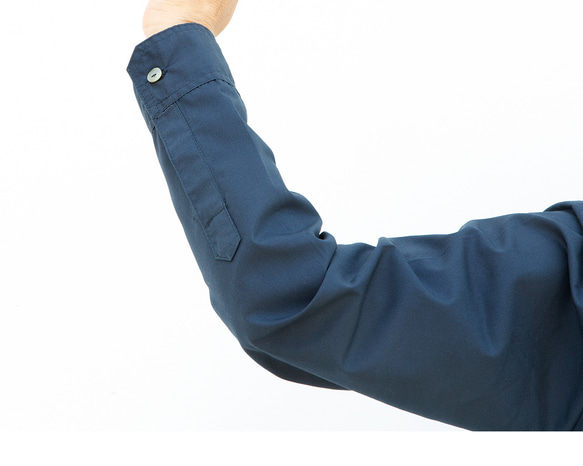 ロングシャツ（ネイビー）ーコットンポプリン 7枚目の画像