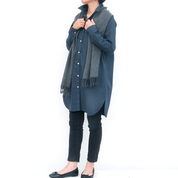 ロングシャツ（ネイビー）ーコットンポプリン 4枚目の画像