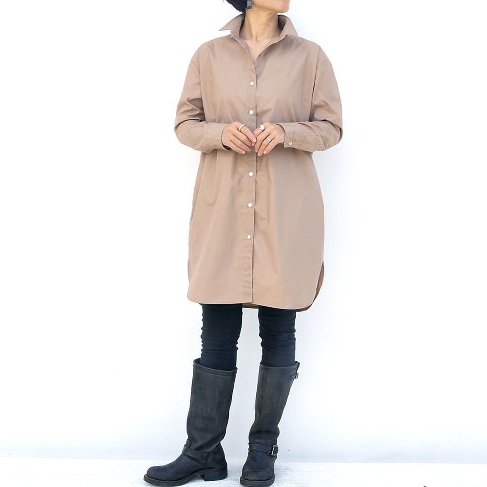 値下げ♪　ロングシャツ（ネイビー）ーコットンポプリン