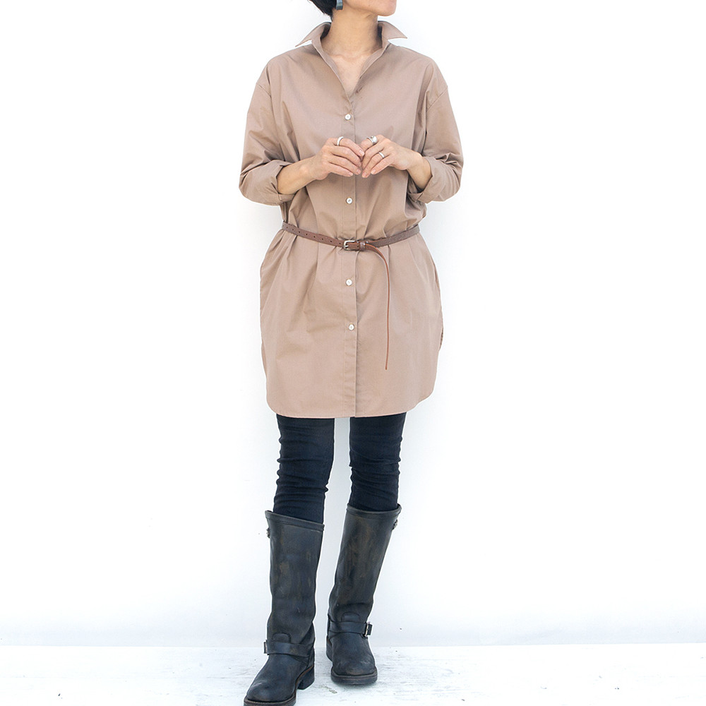 値下げ♪　ロングシャツ（ネイビー）ーコットンポプリン