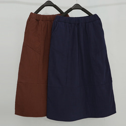 秋冬中綿スカート　綿麻スカート　シンプルスカート #060 2枚目の画像