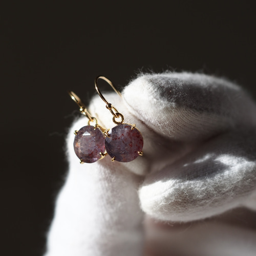 アイオライト＆ブラッドショットアイオライト　ピアス ブラッドショットアイオライト8．12x10(FC) K14GFピアス ピアス