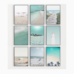 ポスター　夏の風景写真　/ p0102 / エメラルドグリーンの海、砂浜やパラソル、ヤシの木など　インテリアポスター 5枚目の画像
