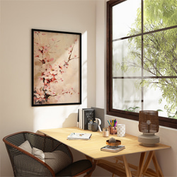 桜のペイントポスター / i1734 / サクラモチーフ　抽象画　インテリアポスター 3枚目の画像