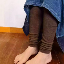 藍染め刺繍のあったかwool leggings*草木染め手縫い模様ウールレギンス 国産冬スパッツ 11枚目の画像