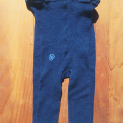 藍染め刺繍のあったかwool leggings*草木染め手縫い模様ウールレギンス 国産冬スパッツ 5枚目の画像