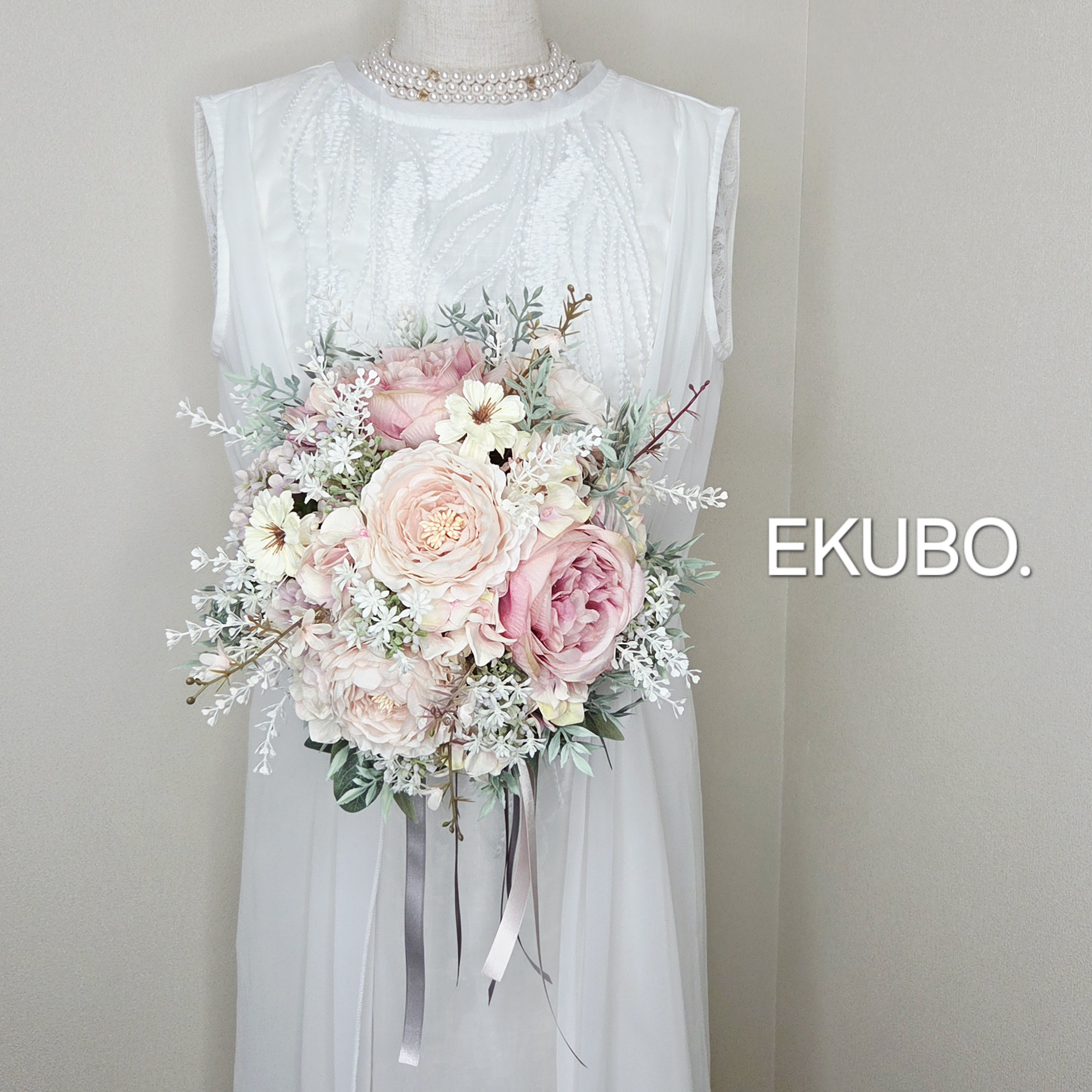 ✨【フェアリーピンクラナンナチュラルクラッチ】ウエディングブーケ  b916 12,166円