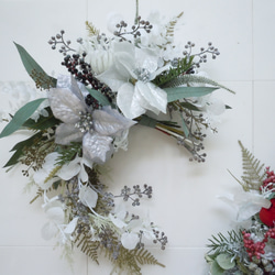 クリスマスフラワーリース♡白銀のクリスマスリース クリスマスリース シルバー プリザーブドフラワーギフト・花の