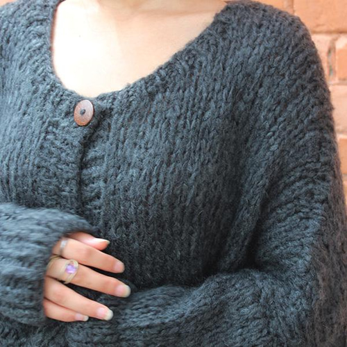 再入荷】つつむ 手編みモヘアロングカーディガン○サーモン