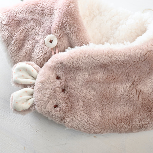 ぬっくぬく部屋用ネックウォーマー うさぎ（くすみpink） ネック