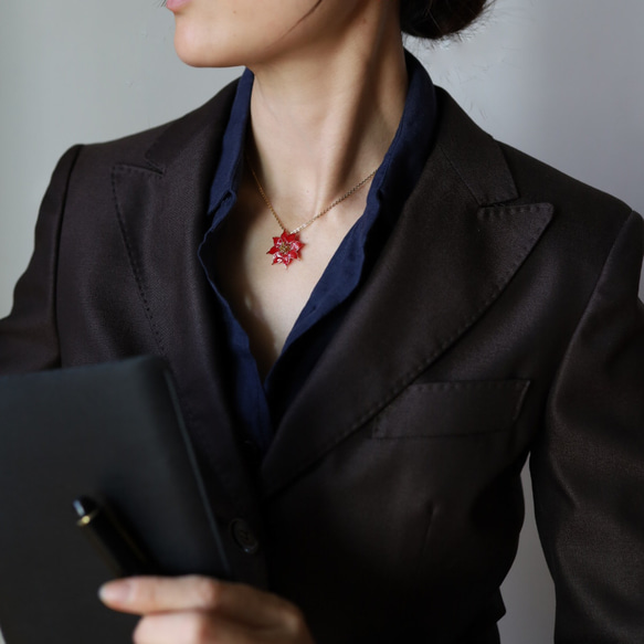 【節日禮盒】聖誕禮盒一品紅耳環/耳環項鍊套裝 第5張的照片