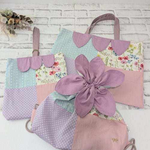 受注生産 】入園入学/3点セット 花びらのレッスンバッグセット/女の子