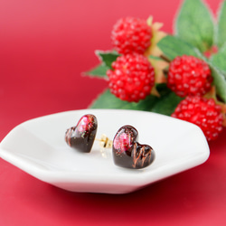 《特集掲載》ハートチョコレートピアス (ダークチョコレート)  ショコラ  バレンタイン フェイクスイーツ ブラウン 7枚目の画像