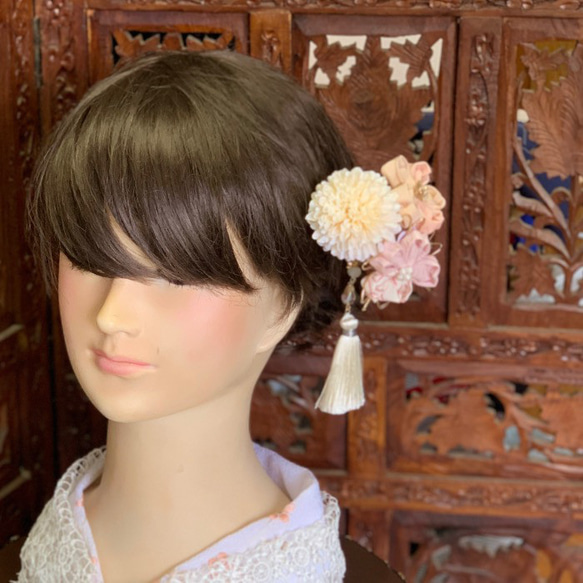 浴衣　かんざし　髪飾り　花　ピンク　結婚式　成人式　着物　振袖　ゆらゆら桜かんざし　 SAKURASAKU 2枚目の画像