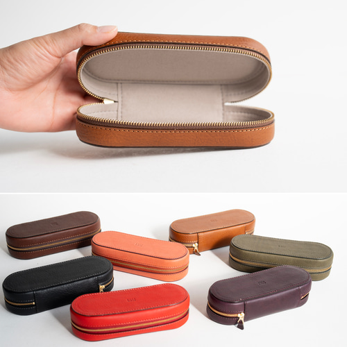 名入れ可◇上質な本革メガネケース◇カラーが選べる◇イニシャル刻印