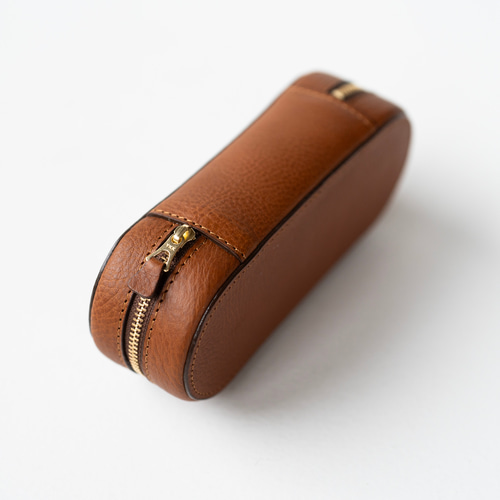 名入れ可◇上質な本革メガネケース◇パープル◇ (イニシャル刻印