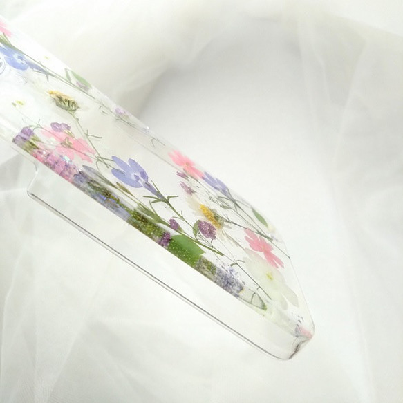 【全機種対応】可愛い小花の押し花 Androidスマホケース/押し花ケース（スマホリング付き） 4枚目の画像