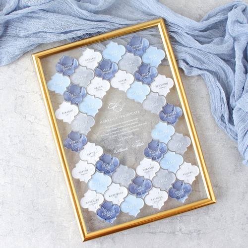 西陣織高級.結婚証明書 ・昭和レトロ&アンティーク・寿! 希少! 結婚証明書 レコード風 寄せ書き ゲストサイン 署名 ゲスト参加型