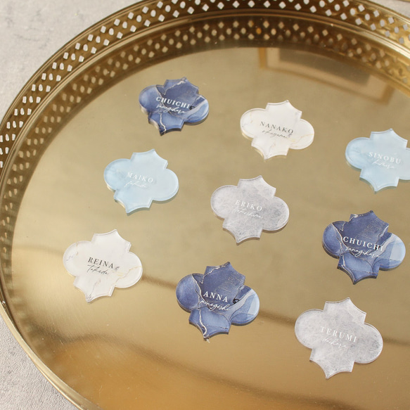 モロッカンタイル風 ゲスト参加型 アクリル結婚証明書 【A4・B4・A3サイズ / 10〜102名様まで】 オプションより選択 A4