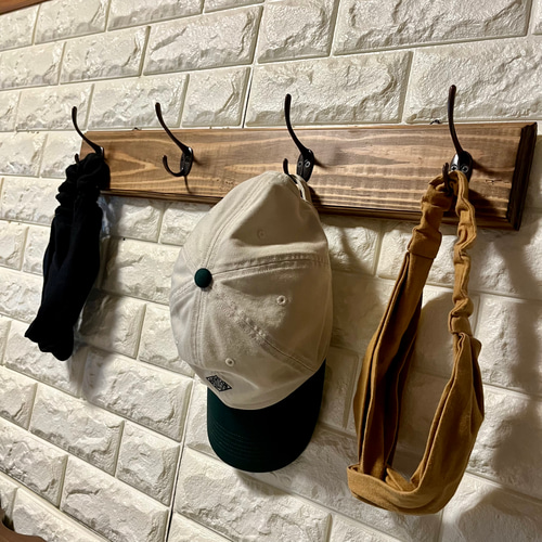 天然国産杉】選べるフック4連ハンガーフック・バッグ掛け・帽子掛け