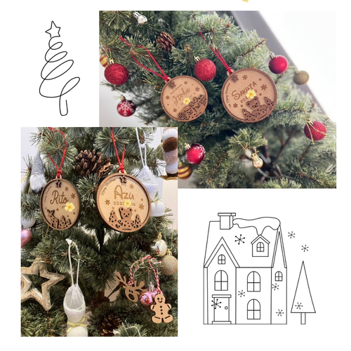 クリスマス　飾り　オーダー受付 オーダーメイド☆クリスマスナオーナメント＆ウッドタッセルセット