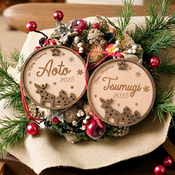 クリスマス　飾り　オーダー受付 1日50個売れた【名入れ】木製 クリスマスオーナメント ｜ 名前・西暦