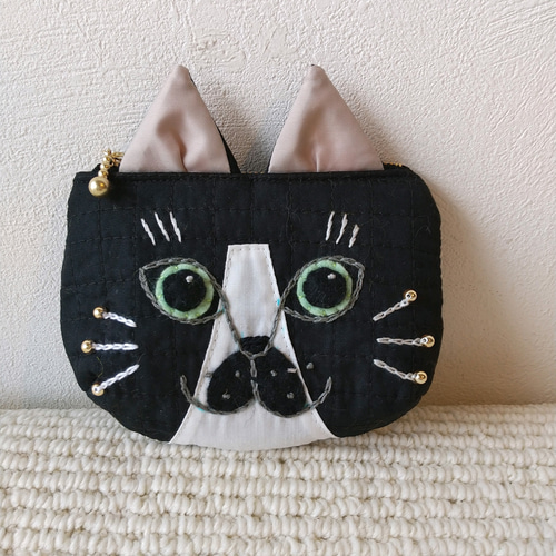 猫福様♡ちびL字ポーチ セール】【Osel】 推し活 合皮 ネコ ダイカット クリア 持ち手付